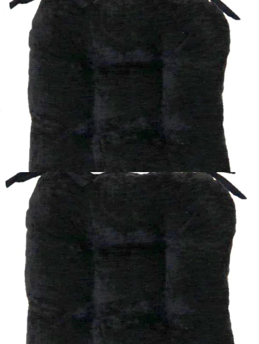 At Home Plush Faux Fur Reversible Tie Seat Cushions- Black